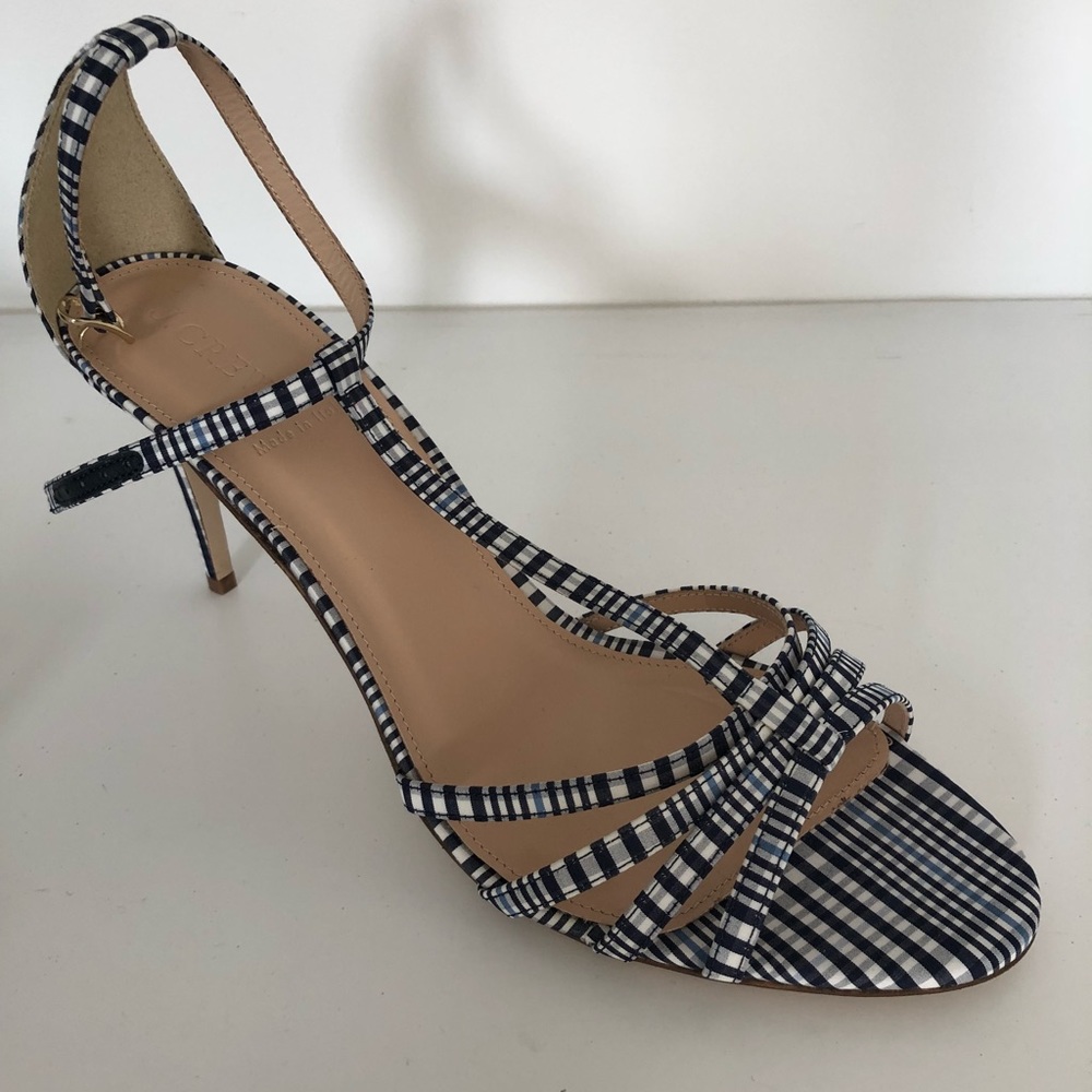 Crew elegant heeled sandals fabric straps size 11